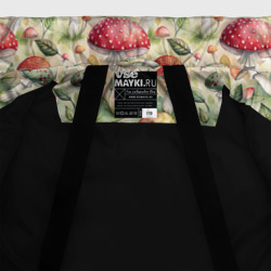 Куртка с принтом Дикие грибы  лесные мухоморы паттерн для любого человека, вид спереди №5. Цвет основы: черный
