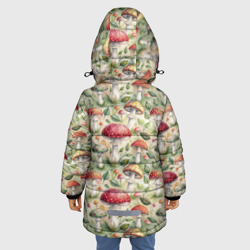 Куртка с принтом Дикие грибы  лесные мухоморы паттерн для любого человека, вид сзади №2. Цвет основы: черный