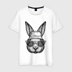Зайка-хипстер – Мужская футболка хлопок с принтом купить со скидкой в -20%