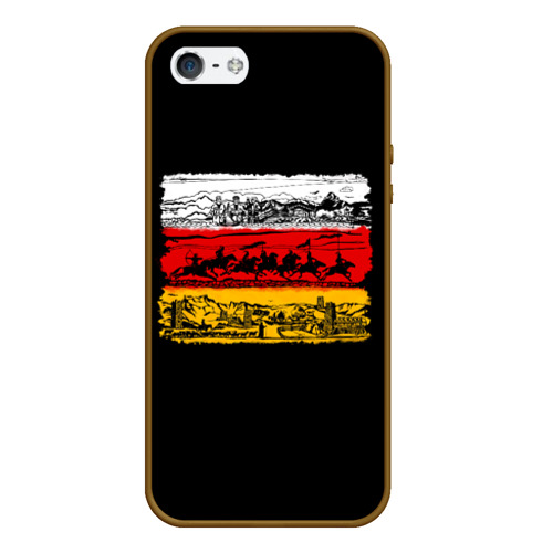 Чехол для iPhone 5/5S матовый Традиционная Осетия, цвет коричневый
