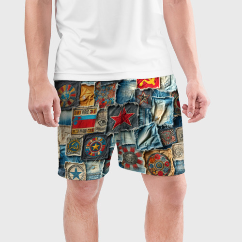 Мужские шорты спортивные Ретро пэчворк СССР, цвет 3D печать - фото 3