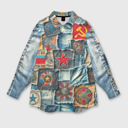 Мужская рубашка oversize 3D Ретро пэчворк СССР