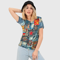 Женская футболка 3D Slim Ретро пэчворк СССР - фото 2