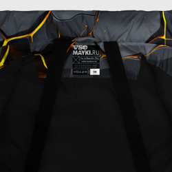 Куртка с принтом Разлом черных плит и оранжевая лава для любого человека, вид спереди №5. Цвет основы: черный