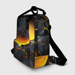 Рюкзак с принтом Разлом черных плит и оранжевая лава для женщины, вид спереди №2. Цвет основы: белый