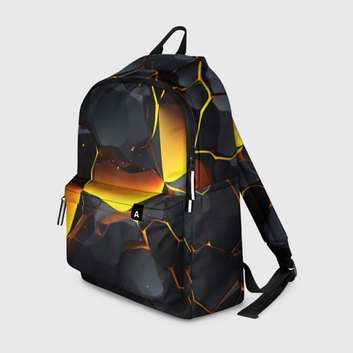 Рюкзак с принтом Разлом черных плит и оранжевая лава, вид спереди №1