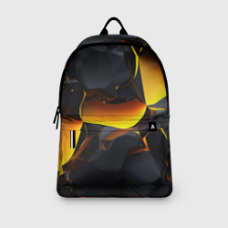 Рюкзак с принтом Разлом черных плит и оранжевая лава для любого человека, вид спереди №3. Цвет основы: белый