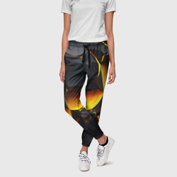 Разлом черных плит и оранжевая лава – Женские брюки 3D с принтом купить