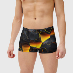 Плавки с принтом Разлом черных плит и оранжевая лава для мужчины, вид на модели спереди №2. Цвет основы: белый