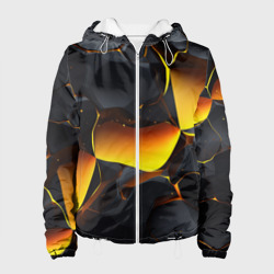 Разлом черных плит и оранжевая лава – Женская куртка 3D с принтом купить со скидкой в -10%