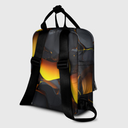 Рюкзак с принтом Разлом черных плит и оранжевая лава для женщины, вид на модели сзади №1. Цвет основы: белый