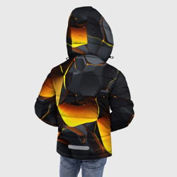Куртка с принтом Разлом черных плит и оранжевая лава для любого человека, вид сзади №2. Цвет основы: черный