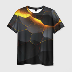 Разлом черных плит и оранжевая  лава – Мужская футболка 3D с принтом купить со скидкой в -26%