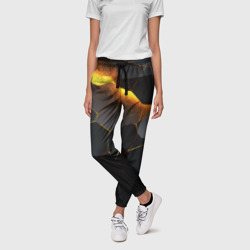 Разлом черных плит и оранжевая  лава – Женские брюки 3D с принтом купить