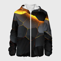 Разлом черных плит и оранжевая  лава – Мужская куртка 3D с принтом купить со скидкой в -10%