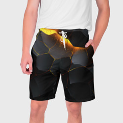 Разлом черных плит и оранжевая  лава – Мужские шорты 3D с принтом купить