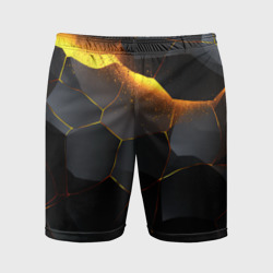 Разлом черных плит и оранжевая  лава – Мужские шорты спортивные с принтом купить