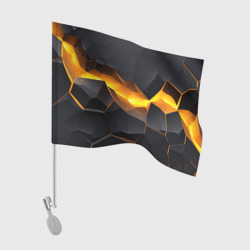 Разлом черных плит  и оранжевая лава – Флаг для автомобиля с принтом купить