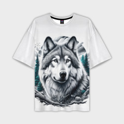 Волк и природа – Мужская футболка oversize 3D с принтом купить со скидкой в -50%