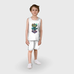 Пижама с принтом Уровни подземелий с монстрами для ребенка, вид на модели спереди №2. Цвет основы: белый