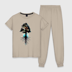 Дерево с корнями – Женская пижама хлопок с принтом купить со скидкой в -10%