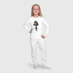 Пижама с принтом Дерево с корнями для ребенка, вид на модели спереди №4. Цвет основы: белый