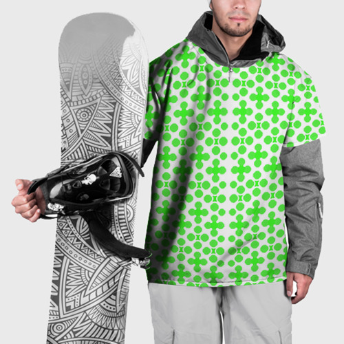 Накидка на куртку 3D Зелёные четырёхлистники на белом фоне, цвет 3D печать