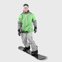 Накидка на куртку 3D Зелёные четырёхлистники на белом фоне - фото 2