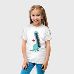 Детская футболка хлопок Динозавр несет стопку книг - фото 2