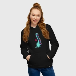 Женская толстовка хлопок Динозавр несет стопку книг - фото 2