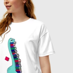 Женская футболка хлопок Oversize Динозавр несет стопку книг - фото 2