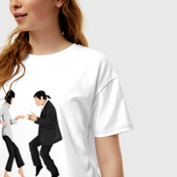 Женская футболка хлопок Oversize Криминальное чтиво танец - фото 2