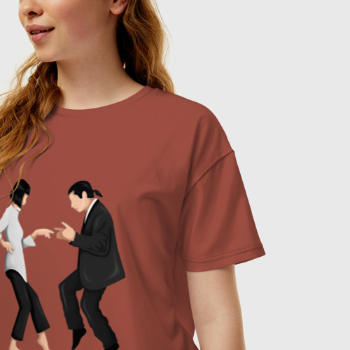 Женская футболка хлопок Oversize Криминальное чтиво танец, цвет кирпичный - фото 3