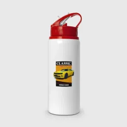 Бутылка для воды с трубочкой Спорткар Chevrolet Camaro