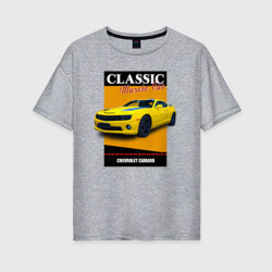 Женская футболка хлопок Oversize Спорткар Chevrolet Camaro