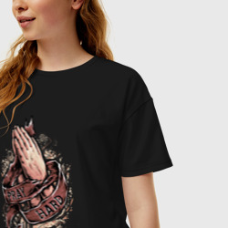 Женская футболка хлопок Oversize Руки молящегося - фото 2