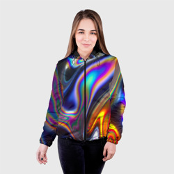 Женская куртка 3D Абстрактный разноцветный жидкий металл - фото 2