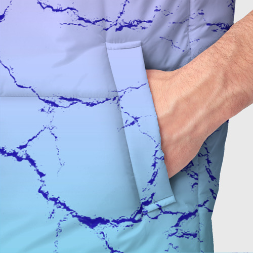 Мужской жилет утепленный 3D Текстура трещин на розово-голубом, цвет красный - фото 6