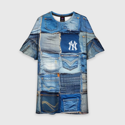 Детское платье с принтом Patchwork - New York yankees baseball team, вид спереди №1