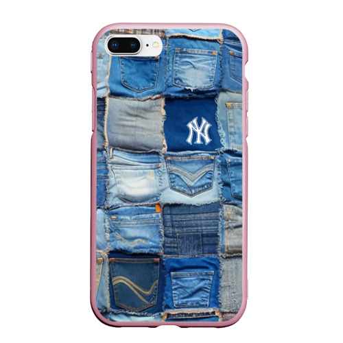Чехол для iPhone 7/8 Plus матовый с принтом Patchwork - New York yankees baseball team, вид спереди №1