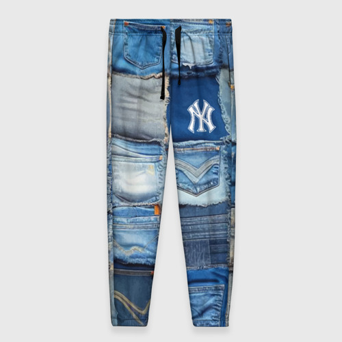 Женские брюки с принтом Patchwork - New York yankees baseball team, вид спереди №1