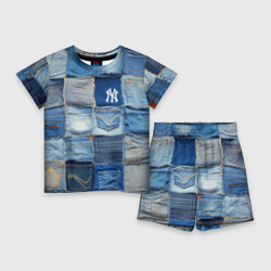 Детский костюм с шортами 3D Patchwork - New York yankees baseball team