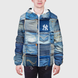 Куртка с принтом Patchwork - New York yankees baseball team для мужчины, вид на модели спереди №3. Цвет основы: белый