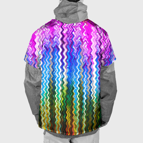 Накидка на куртку 3D Разноцветные волнистые  полосы, цвет 3D печать - фото 2