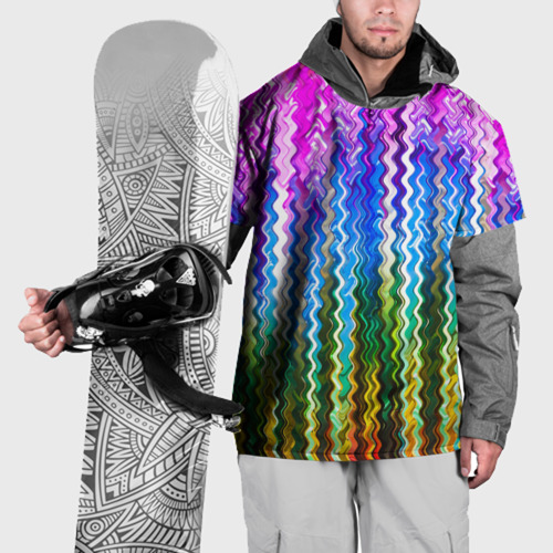 Накидка на куртку 3D Разноцветные волнистые  полосы, цвет 3D печать