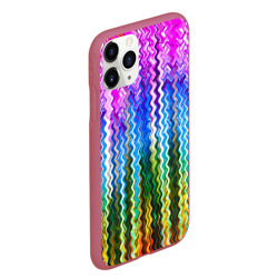 Чехол для iPhone 11 Pro Max матовый Разноцветные волнистые  полосы - фото 2