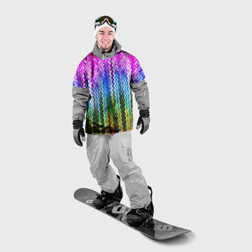 Накидка на куртку 3D Разноцветные волнистые  полосы, цвет 3D печать - фото 3