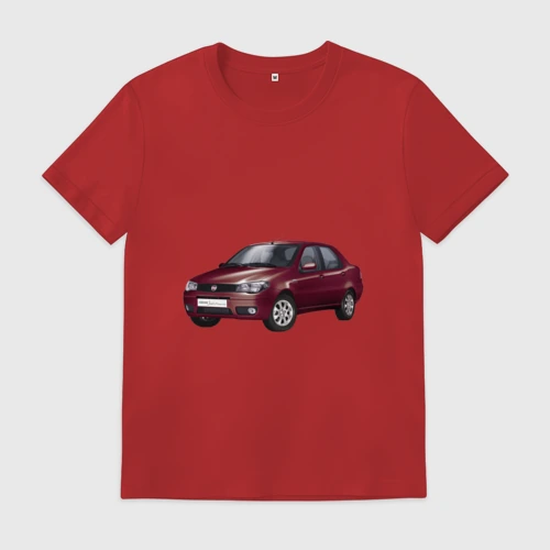 Мужская футболка хлопок с принтом Fiat Albea, вид спереди #2