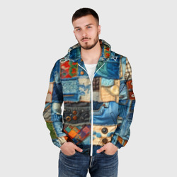 Мужская ветровка 3D Vanguard denim patchwork - ai art - фото 2