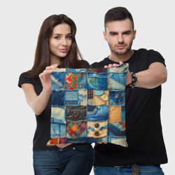 Подушка 3D Vanguard denim patchwork - ai art - фото 2